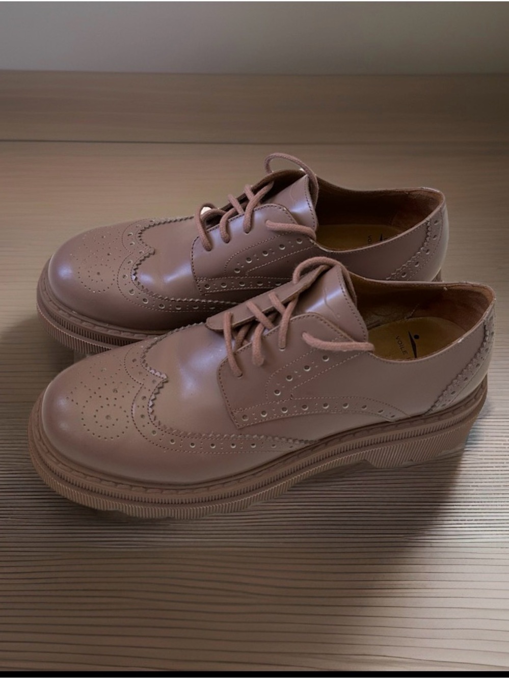 Voile Blanche Oxfords Chunky Lace up Wingtip Shoes~40